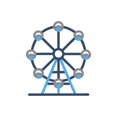 Web ve mobil uygulama tasarımınız, eğlence tekeri logosu konseptiniz için beyaz arkaplanda izole edilmiş dönme dolap simgesi