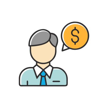 işadamı vektörü düz renk simgesi