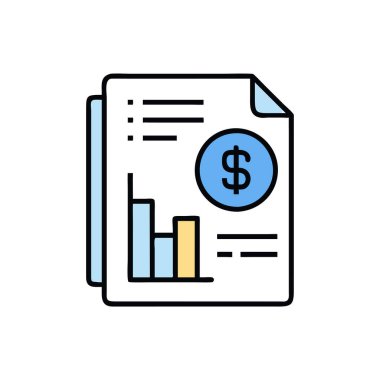 Bozuk para simgesi ve vektör illüstrasyonlu dolar banknotu