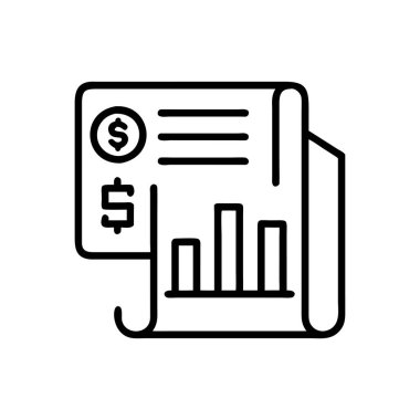 Finansal muhasebe ikonu vektörü. İnce çizgi işareti. izole edilmiş sınır sembolü çizimi