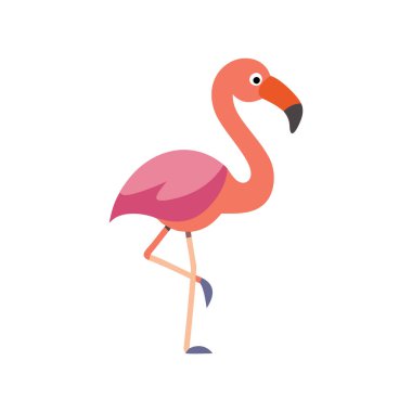 izole flamingo karikatür vektör çizimi