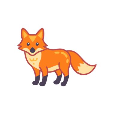 vektör kırmızı tilki düz stil çizimi. Beyaz arka planda izole edilmiş. dizaynınız için düz çizgi film tasarımı