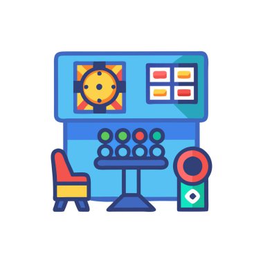 Bilgisayar düz vektör simgesine sahip makine.