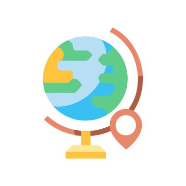 dünya vektörü düz renk simgesi