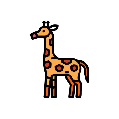 Şirin zürafa çizgi film vektör çizimi.