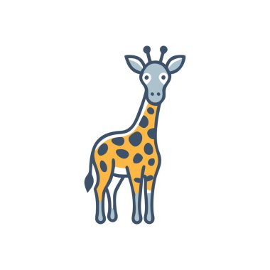 Beyaz arka planda izole edilmiş şirin zürafa çizgi film ikonu. Komik hayvan. vektör illüstrasyonu