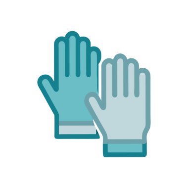 Eldiven ve eldiven ikonu, çizgi ve dolgu stili ile el