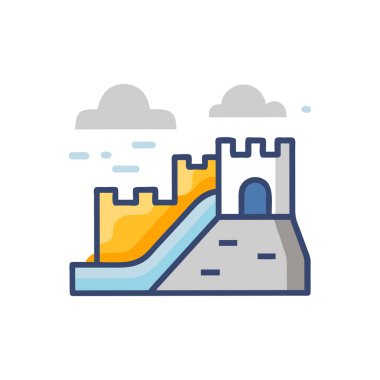 Castle Castle renk ikonu. Kale ve kale, ortaçağ kalesi. Kale kulesi ve kaleler. Kale. Kale, kale, kale.