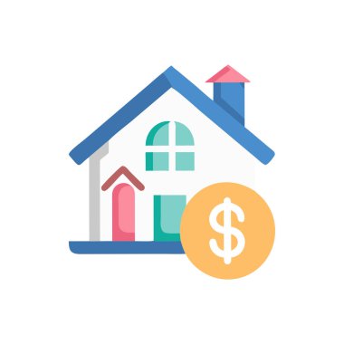 Dolar simgesi olan ev, vektör illüstrasyonu