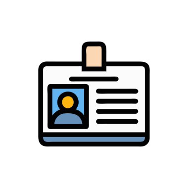 Kart simgesi vektörlü kimlik kartı. İnce çizgi işareti. izole edilmiş sınır sembolü çizimi