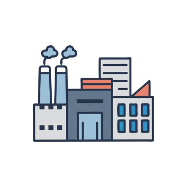 vektör fabrikası inşaatı ve duman ikonu. Sanayi fabrikası sembolü.