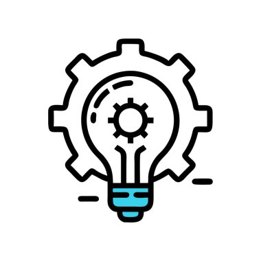 İçinde dişli ampul ve dişli çizgi simgesi