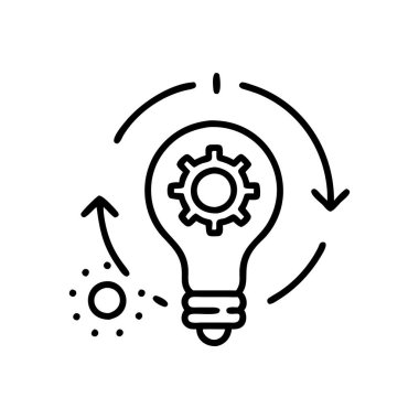 fikir ve dişli çizgi ikon vektörü.