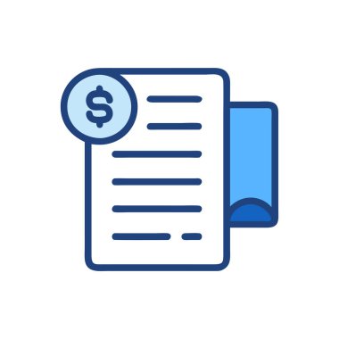 beyaz arkaplanda kağıt faturası vektör simgesi