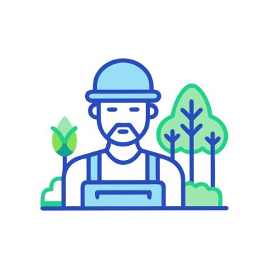 Alan vektörü ince çizgi simgesinde çalışan çiftçi