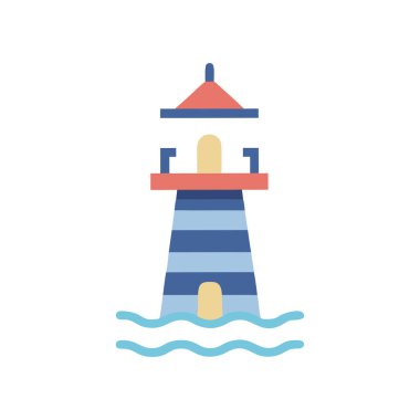 Deniz feneri düz vektör simgesi