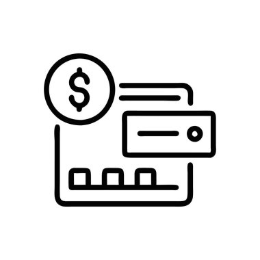 Şeffaf bir arkaplanda ödeme vektörü çizimi. Birinci kalite semboller. Konsept ve grafik tasarım için ince çizgi simgesi.