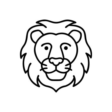 Aslan başı çizgi simgesi, vektör işareti, sembol arkaplan illüstrasyonu, konsept doğrusal