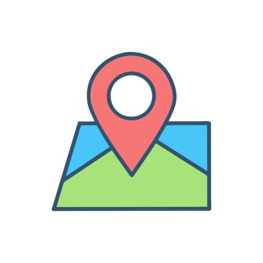 konum vektörü düz renk simgesi