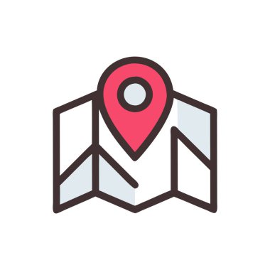 konum vektörü düz renk simgesi