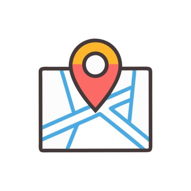 vektör konumu düz renk simgesi. İmza ve sembol. izole edilmiş sembol çizimi.