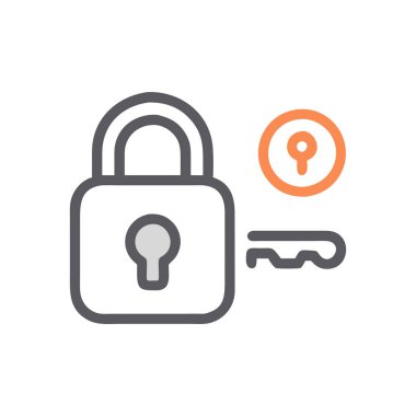 Anahtar ve anahtar deliğiyle asma kilit vektör simgesi kavramı.