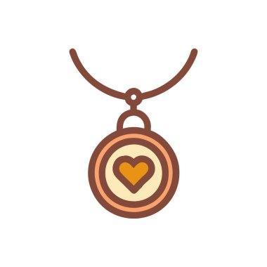 Beyaz arkaplan vektör çiziminde kolyesi olan kalp