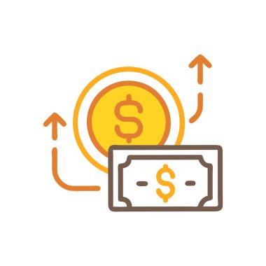 Dolar vektör renk çizgisi simgesi