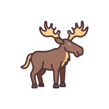 Sevimli geyik hayvan çizgi film vektör çizimi tasarımı