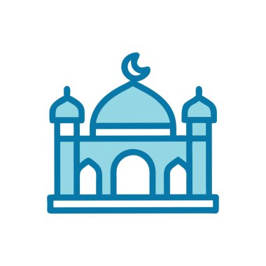 Ramazan ve cami çizgisi tarzı ikon tasarımı, Müslüman dini dini inanç ruhani inanç ve meditasyon vektörü illüstrasyonu