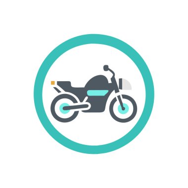 Web ve mobil uygulaması tasarım, motosiklet logo kavramı için beyaz arka plan üzerinde izole motosiklet simge vektör