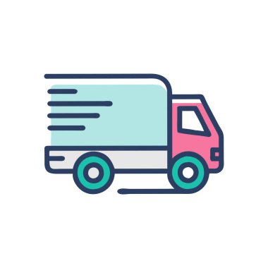 Minibüs kamyon vektör simgesi ince çizgi biçiminde