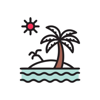 Yaz plajı ikonu vektör illüstrasyonu