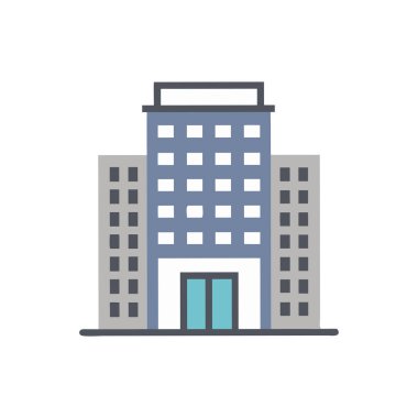 ofis binaları ve pencereler ikon vektör illüstrasyon grafik tasarımı