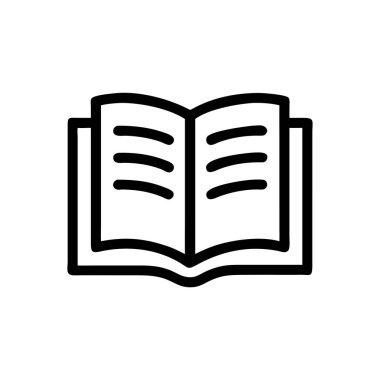açık kitap simgesi, vektör illüstrasyonu, beyaz arkaplanda siyah işaret