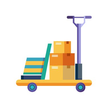 Kutulu forklift ve taşıyıcı vektör illüstrasyon grafik tasarımı