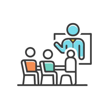 Seminer renk simgesi, vektör illüstrasyon işareti, beyaz arkaplanda izole