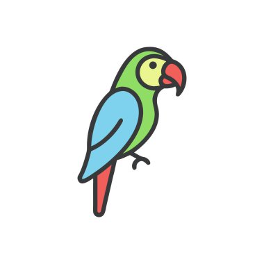 Papağan kuş hayvan çizgisi ve biçim ikonu vektör tasarımı