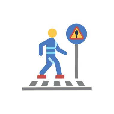 Yol işareti olan bir adamın vektör çizimi