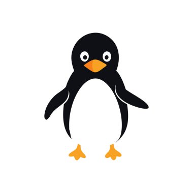 Beyaz arka planda bir penguen simgesi. vektör