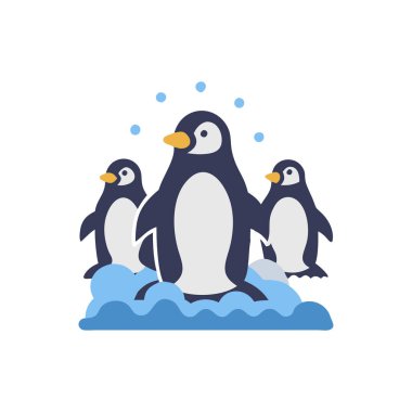 Beyaz arkaplan vektör çiziminde sevimli penguenler