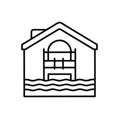 ev vektörü ince çizgi simgesi