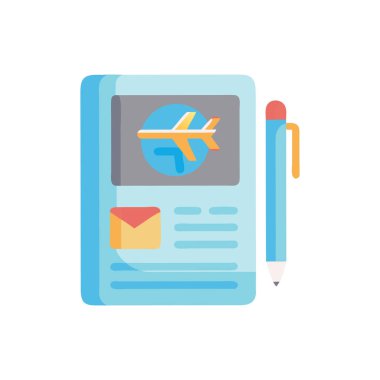 Uçak ve seyahat tasarımı, uçak seyahati seyahat ve tatil temalı illüstrasyon