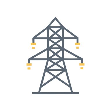 elektrik kulesi ve güç hattı biçim simgesi tasarımı, enerji gücü ve güç tema vektörü illüstrasyonu