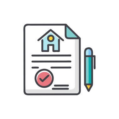 belge ve ev simgesi. vektör illüstrasyonu