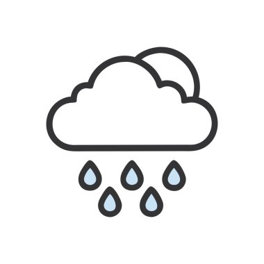 Bulut yağmuru ikonu çizgi dizaynında. Hava durumu. hava vektörü illüstrasyonu