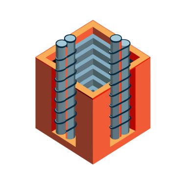 Yapı simgesi, vektör illüstrasyonunun izometrik tasarımı