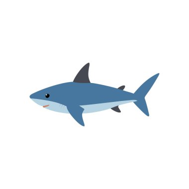 Köpekbalığı hayvan izole düz vektör çizimi