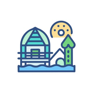 Eğlence parkı eğlence rengi ikon vektörü. Ferris Lunaparkı tabelası. izole edilmiş sembol çizimi