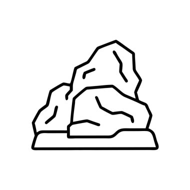 Dağ ikonu vektörü. İnce çizgi işareti. İzole edilmiş kontür sembolü gösterimi